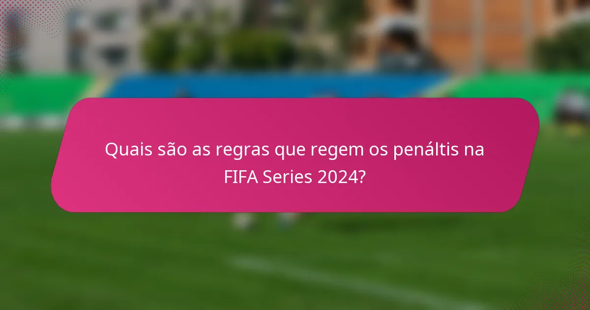 Quais são as regras que regem os penáltis na FIFA Series 2024?